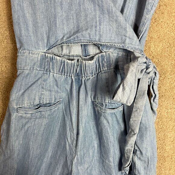 J.‎ Crew Wrap Jumpsuit Women's 4 Blue Denim Chambray Tie Waist Sleeveless V Neck - Picture 8 of 12